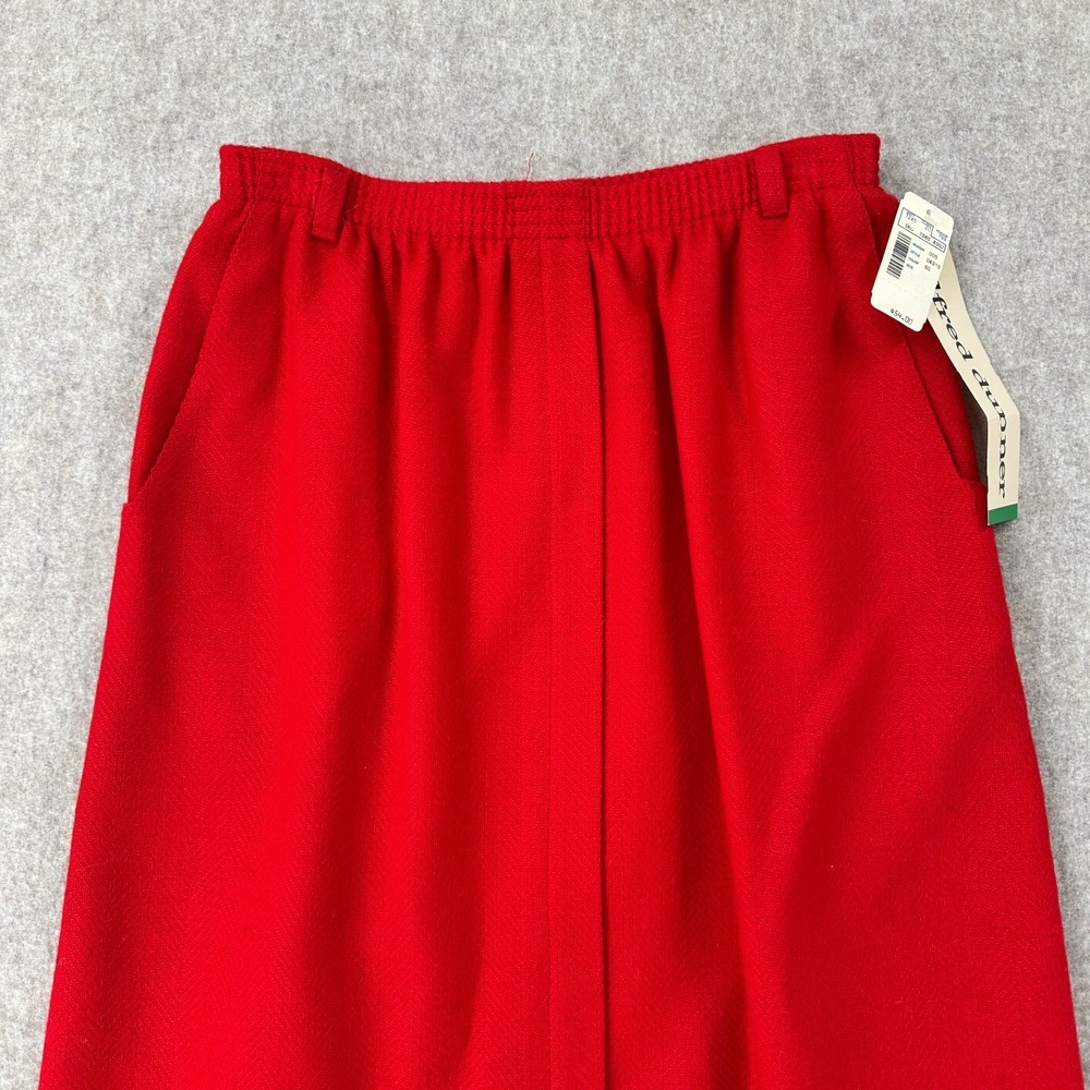 VTG Alfred Dunner Wool Skirt 10‎ With Pockets And Slit Red Fall Old money Retro - Picture 3 of 12